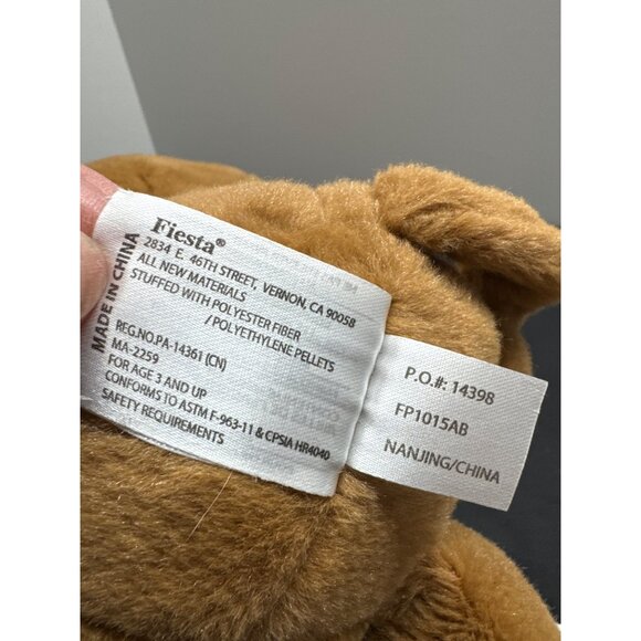 Fiesta Happy Kritters 10" Sitting Monkey Plush Toy With Embroidered Eyes - Picture 7 of 8